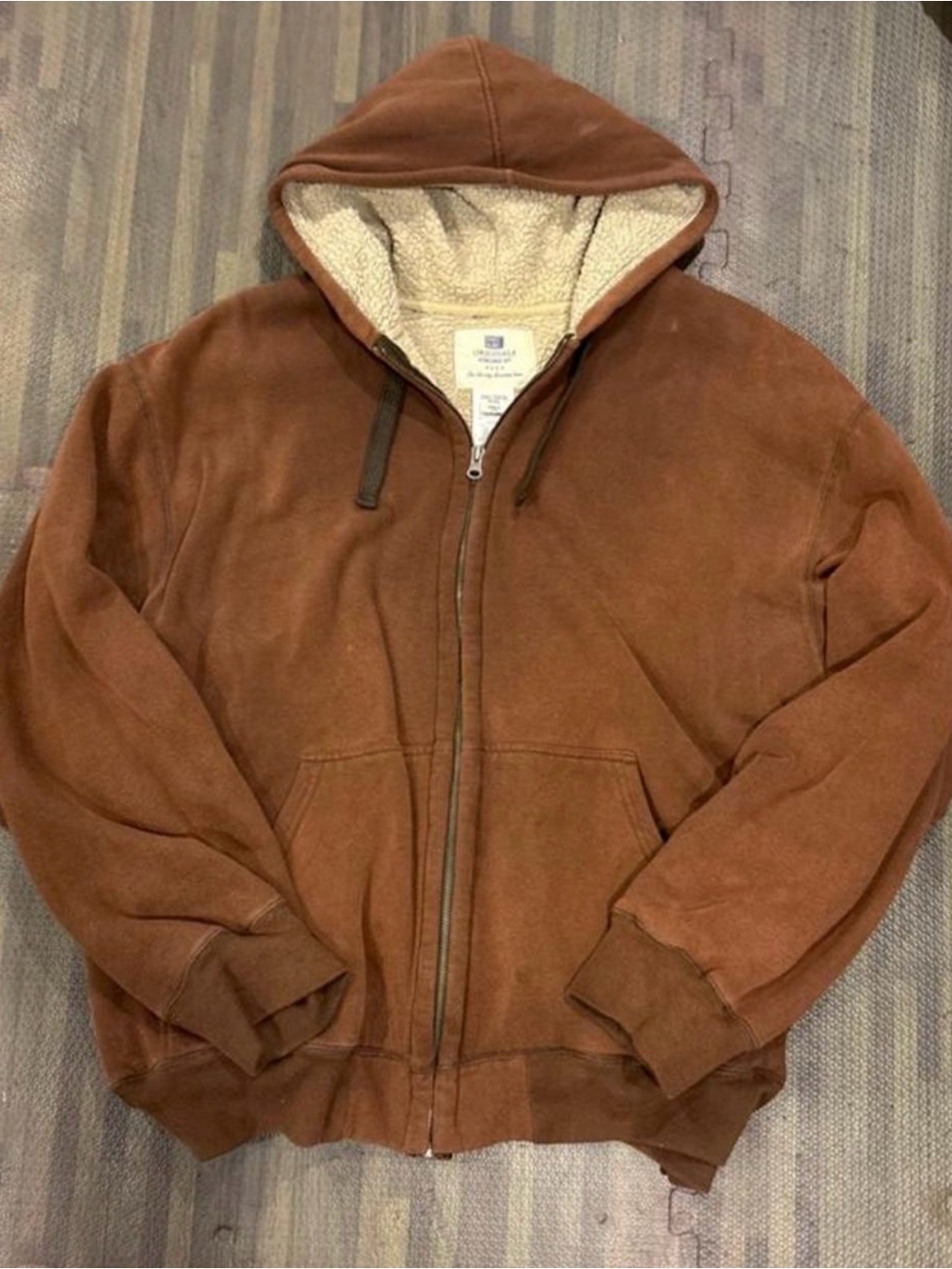 Vintage brown fleece zip up hoodie Faded Glory